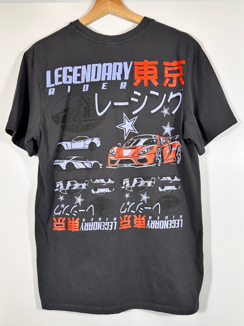 Tokyo Graphic Tee - Black with Red & Lavender Accents